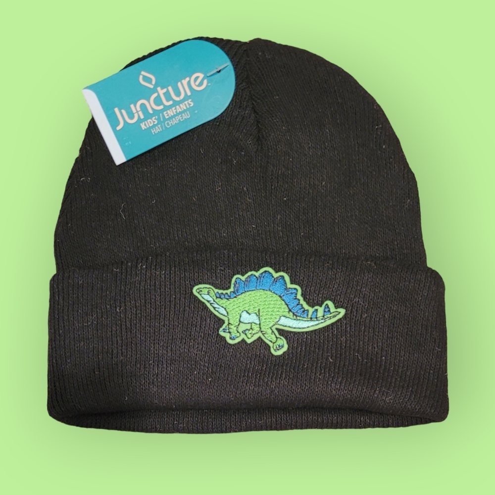 NWT Juncture Kids Black Dinosaur Beanie/winter Hat